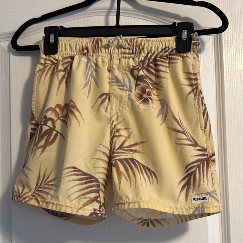 Rip Curl Beige Tropical Print Swim Trunks